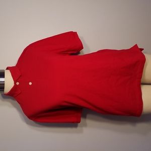 Land's End Polo Shirt M 10-12 red short sleeve